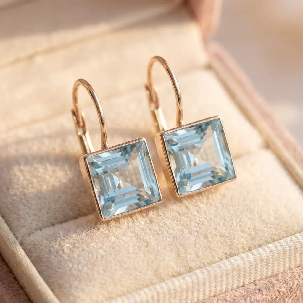 Vintage Blue Cubic Glass Earrings