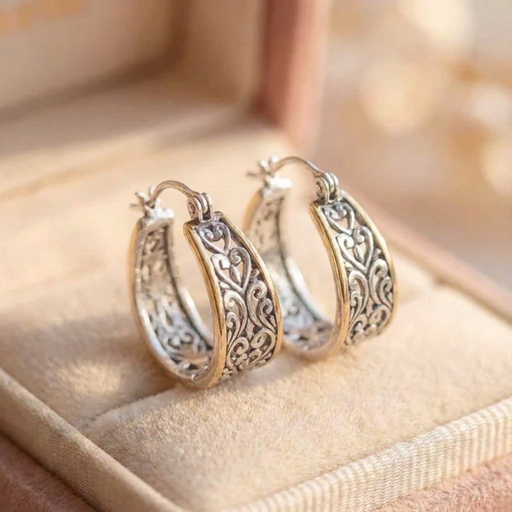 Silver Flower Hollow Dangle Earrings