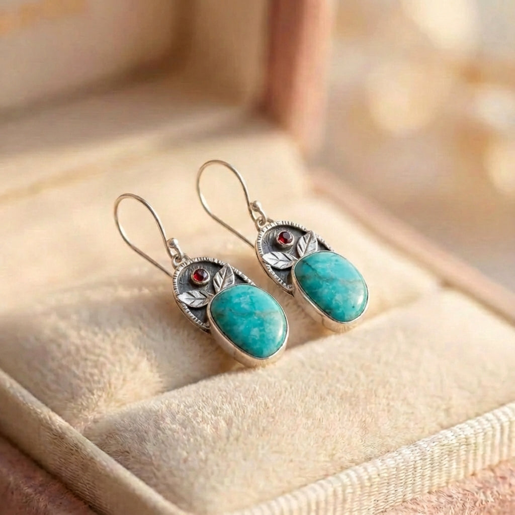 Vintage Turquoise Leaf Earrings