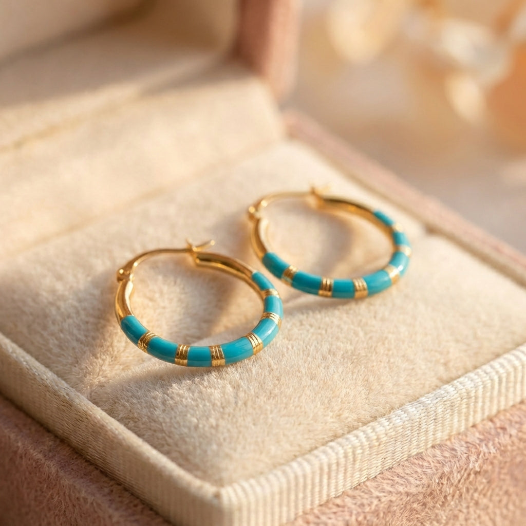 Vintage Turquoise Hoop Earrings
