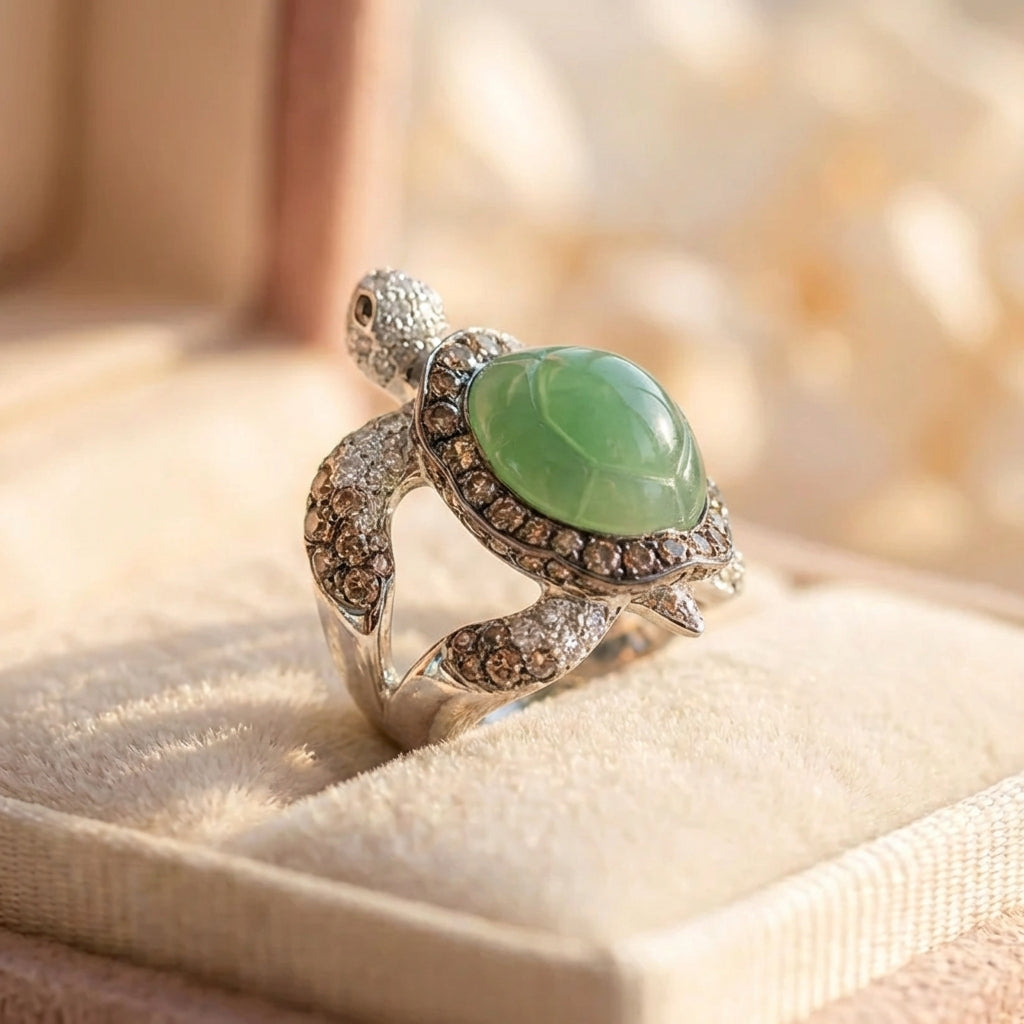 Vintage Jade Turtle Ring