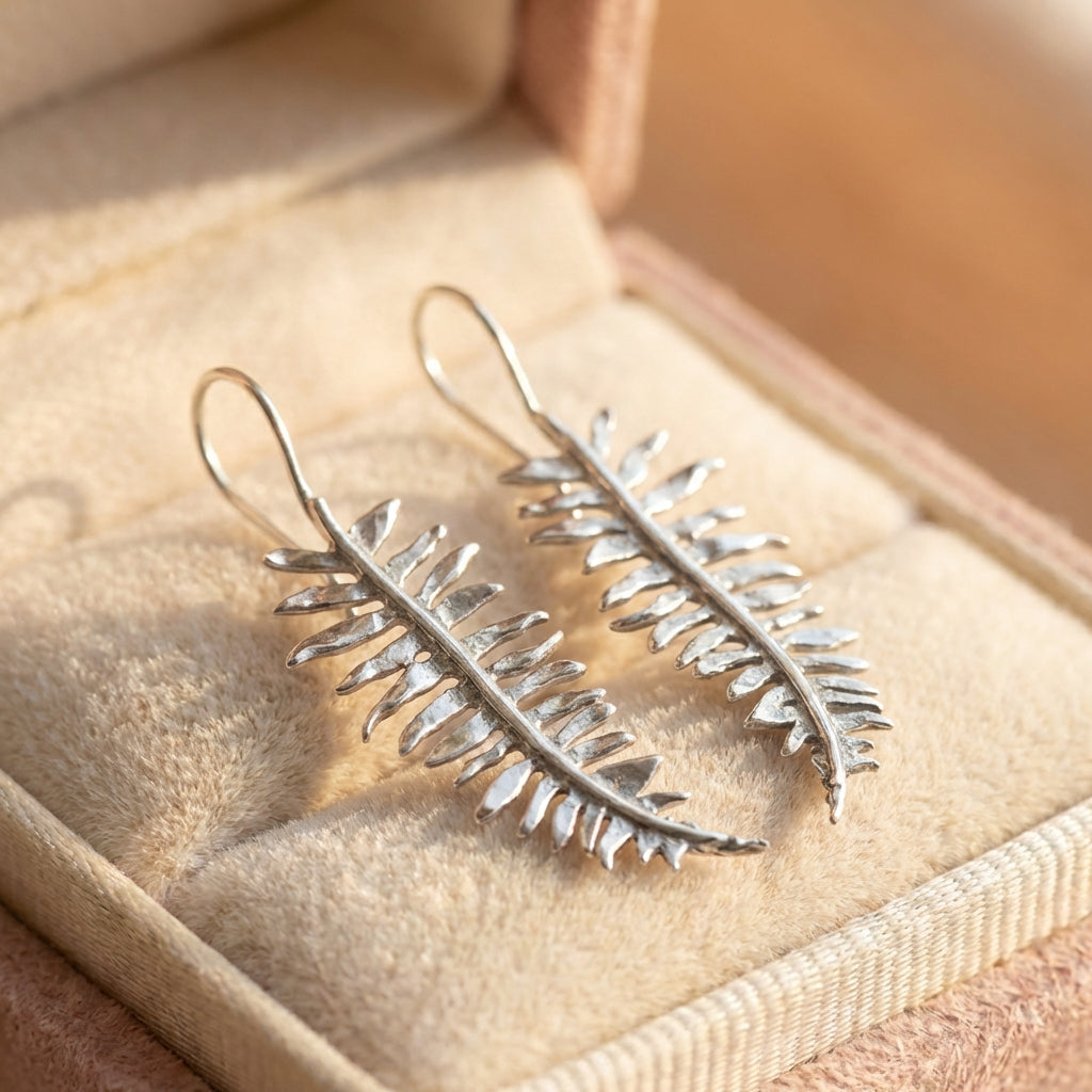 Vintage Silver Leaf Earrings