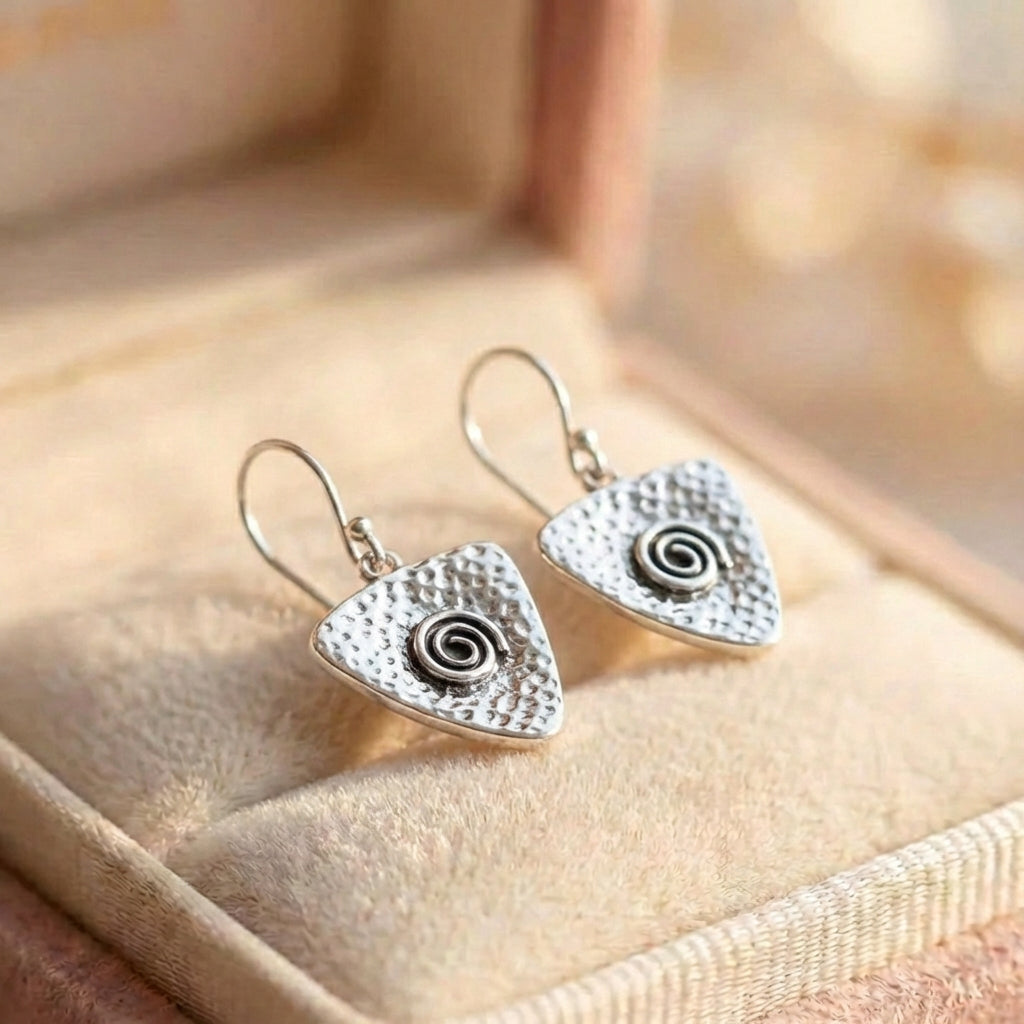 Vintage Spiral Triangle Earrings