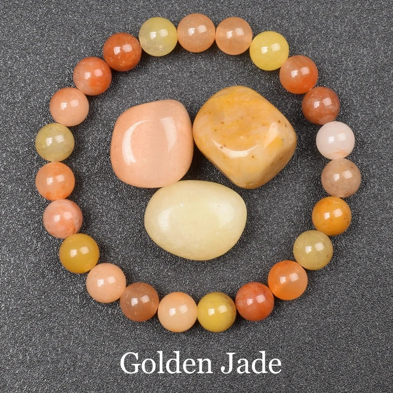 Golden Jade Bead Bracelet