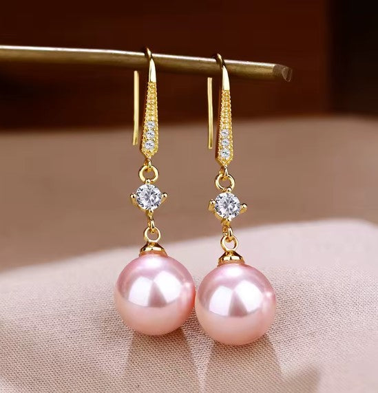 Luxury Zircon Pink Pearl Dangle