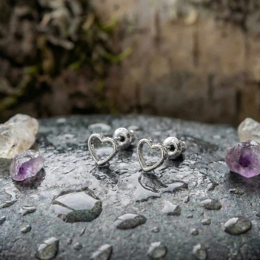 Minimalist Heart Stud Earrings