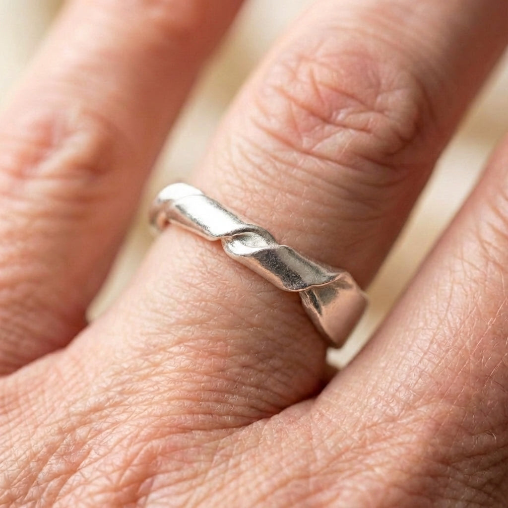 Minimalist Silver Geometric Ring