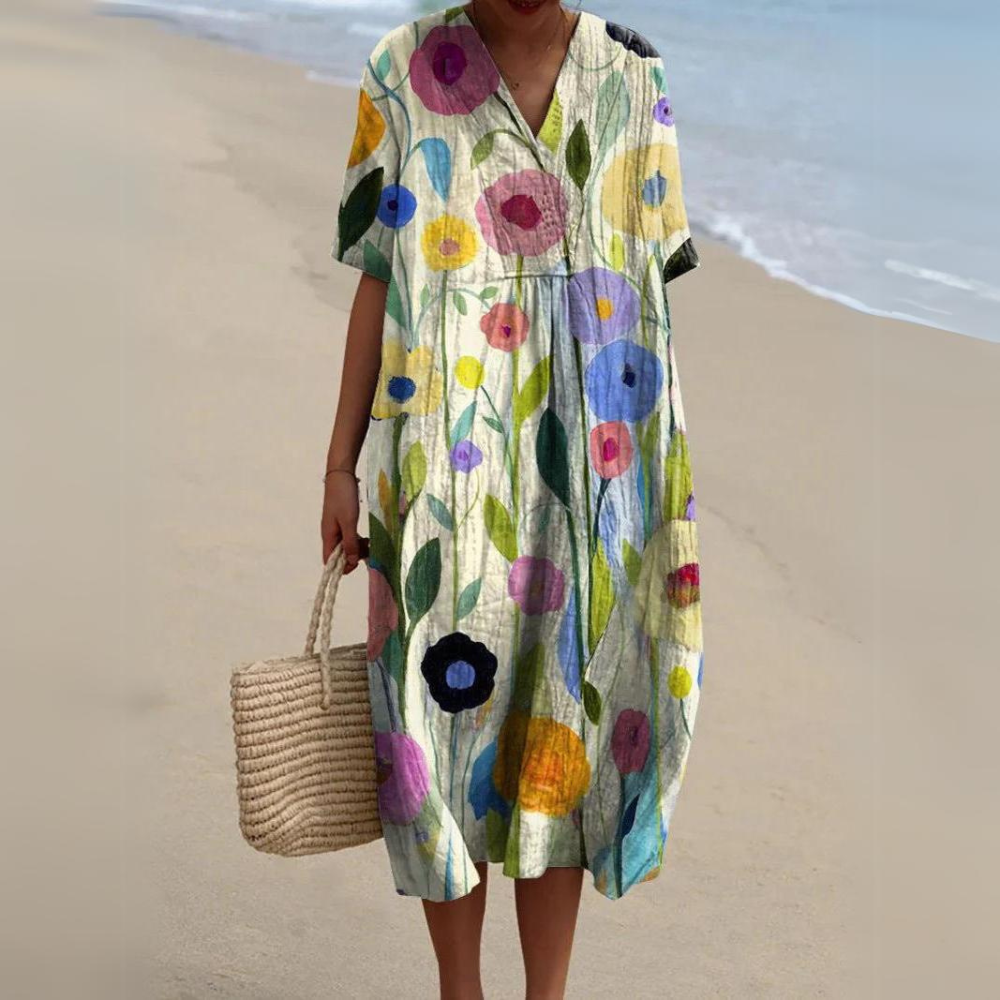 LD Midi-jurk met bohemien bloemenpatroon