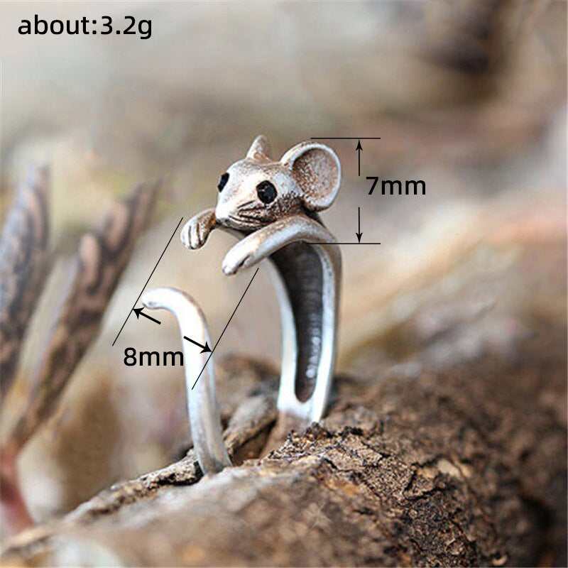 Vintage-Inspired Silver Mouse Statement Ring