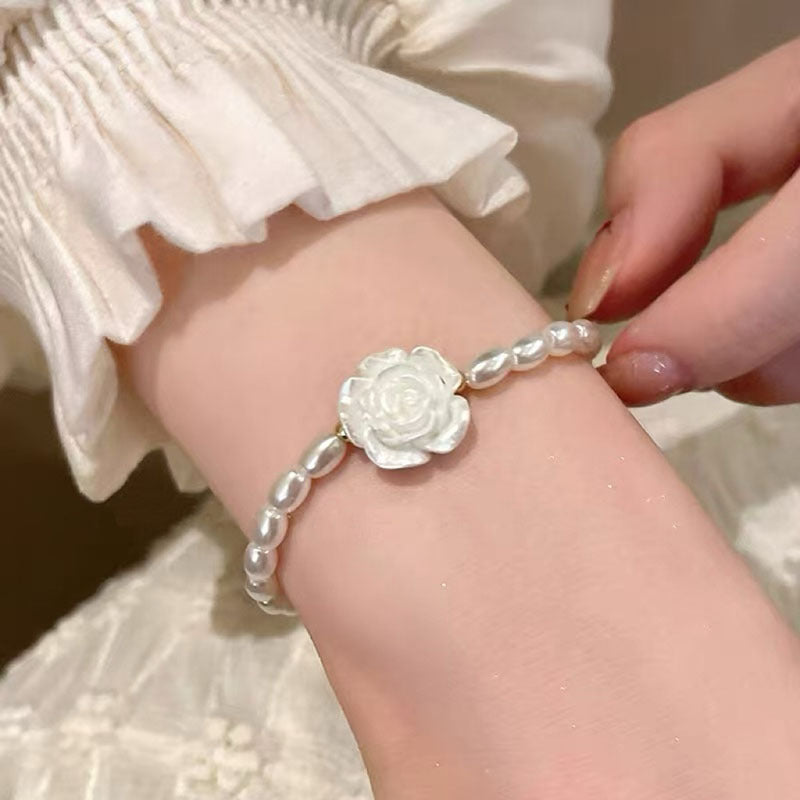 Romantic Pearl Rose Bracelet