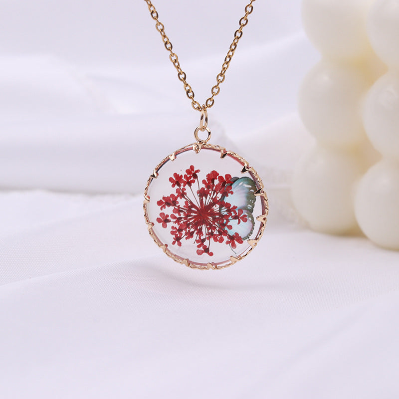 Romantic Red Flower Necklace