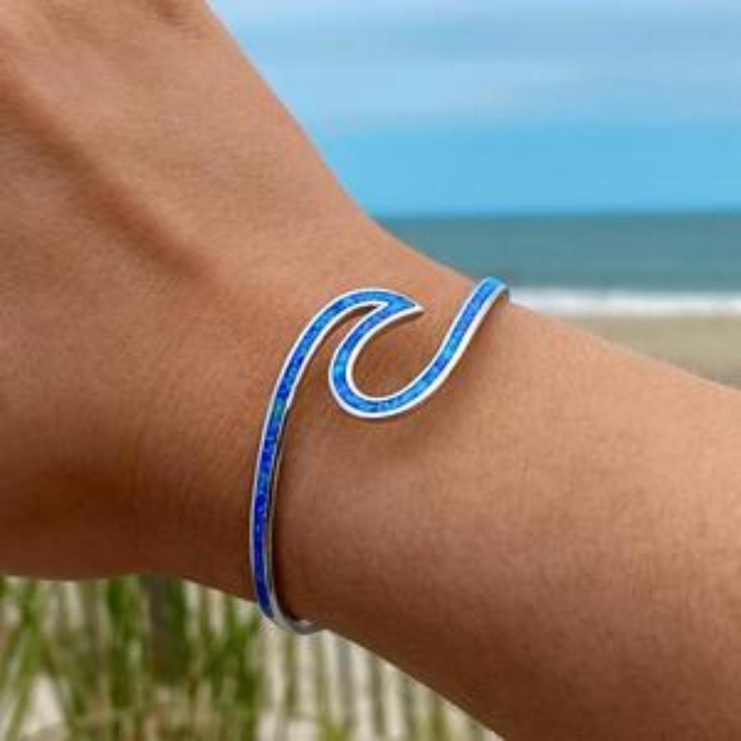 Sea Wave Opal Bracelet In Silver Sustainable Ocean Inspired