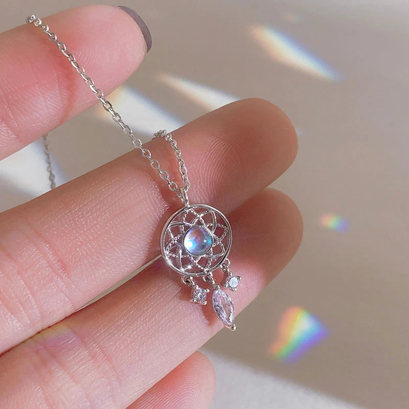 Silver Moon Crystal Dreamcatcher