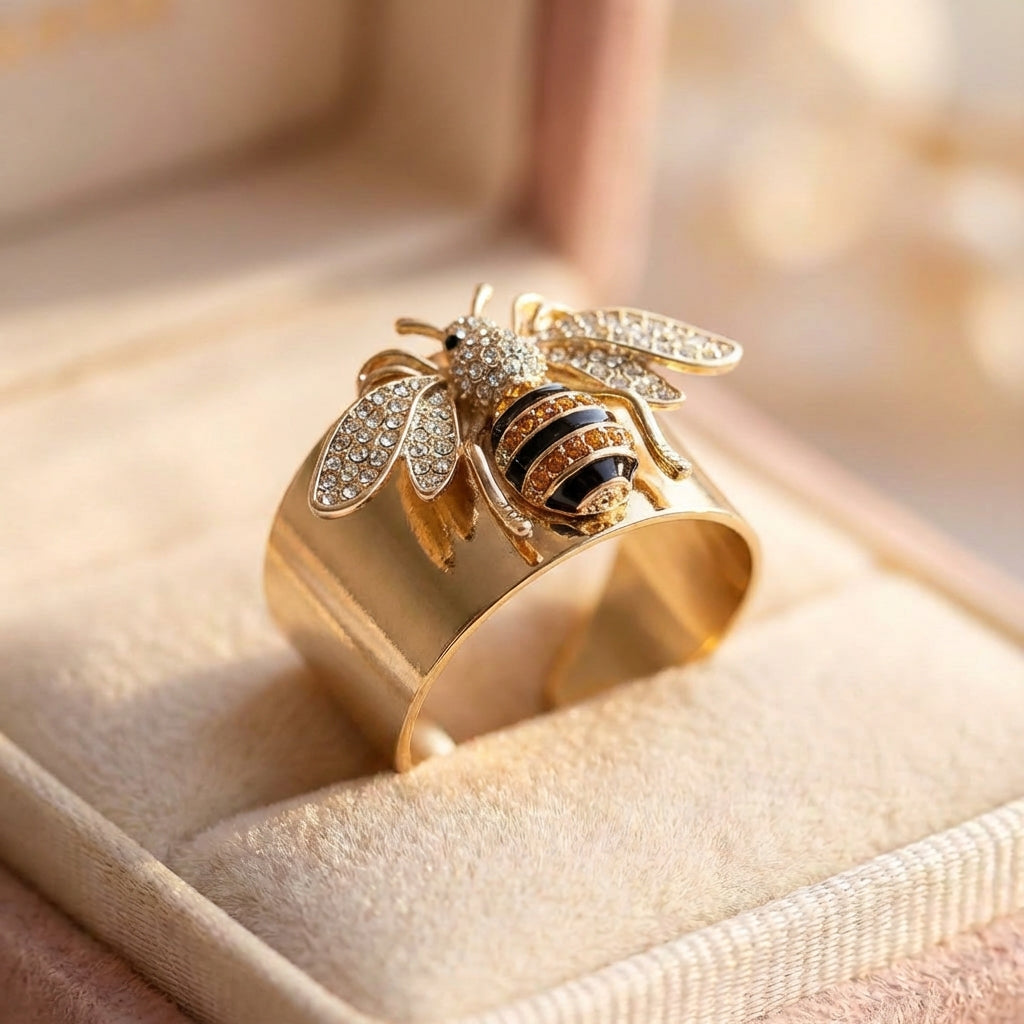Statement Crystal Bee Ring
