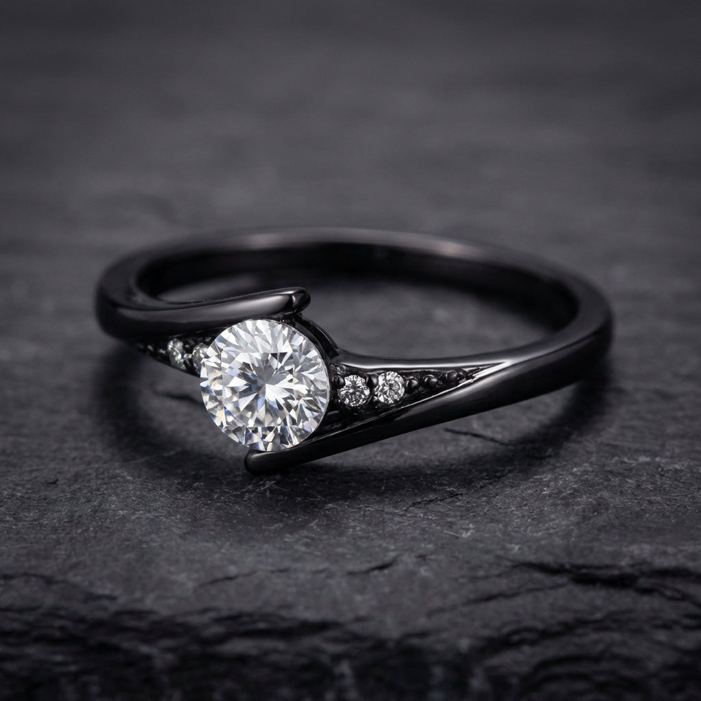Vintage Black Gold Crystal Ring