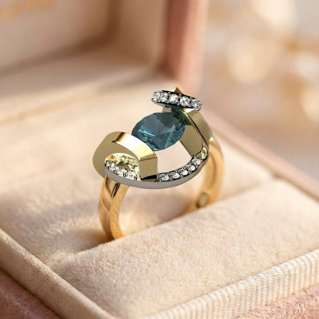 Vintage Blue Gold Ring