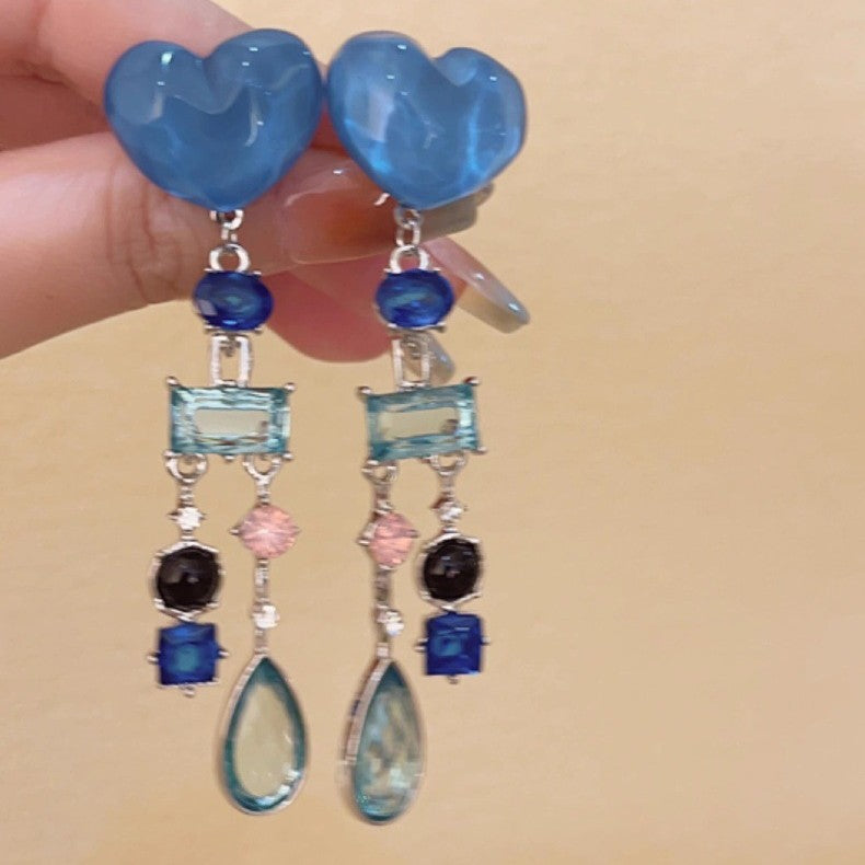 Vintage Blue Heart Earrings