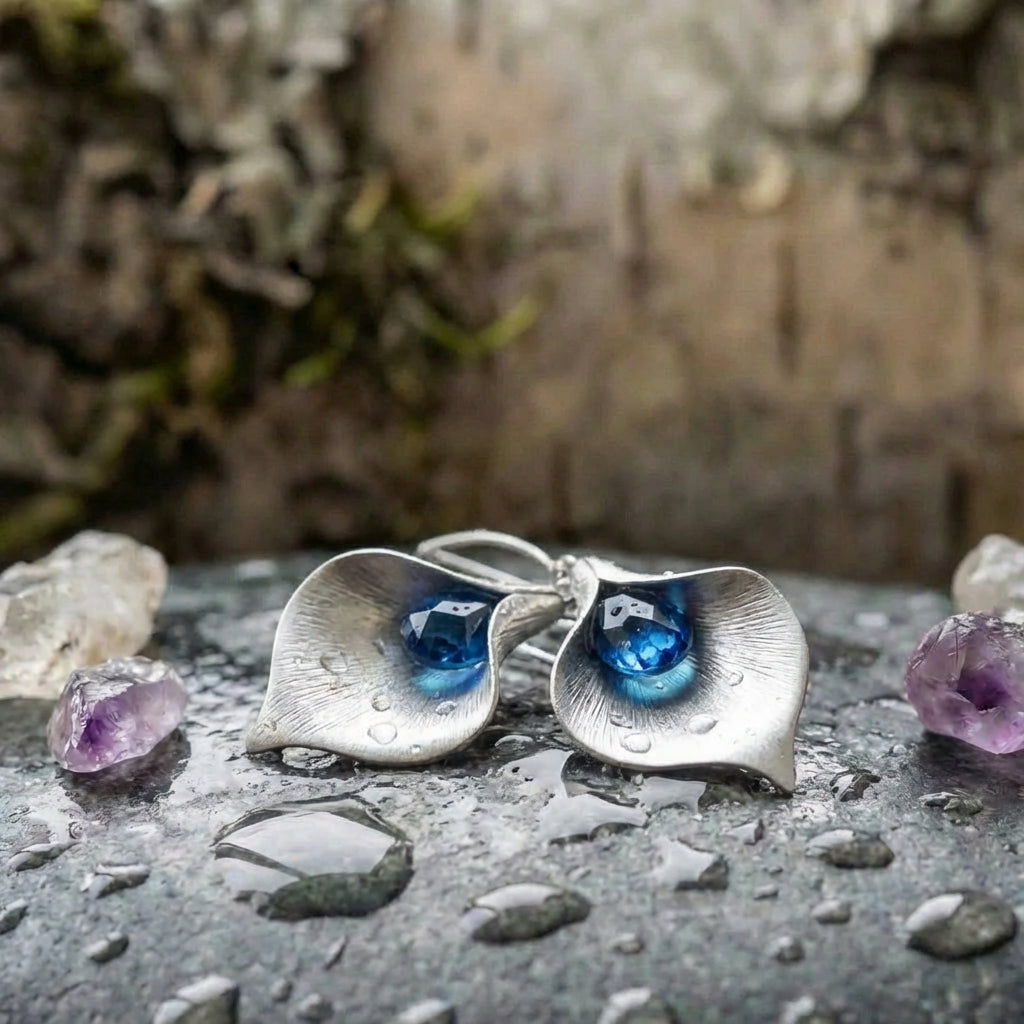 Vintage Blue Zircon Earrings