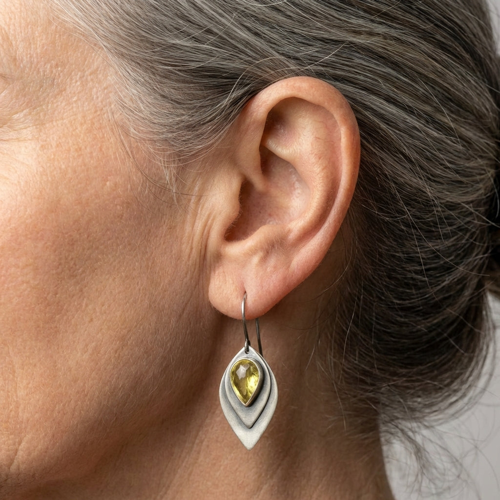 Citrine Leaf Earrings