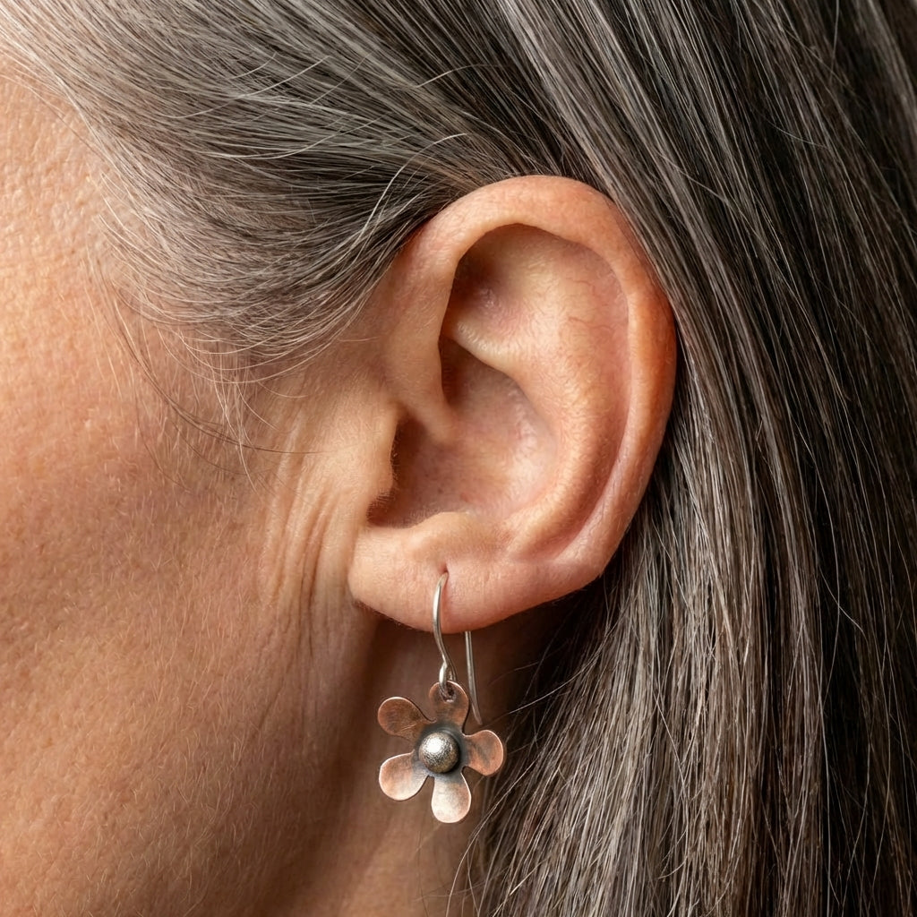 Copper Flower Earrings