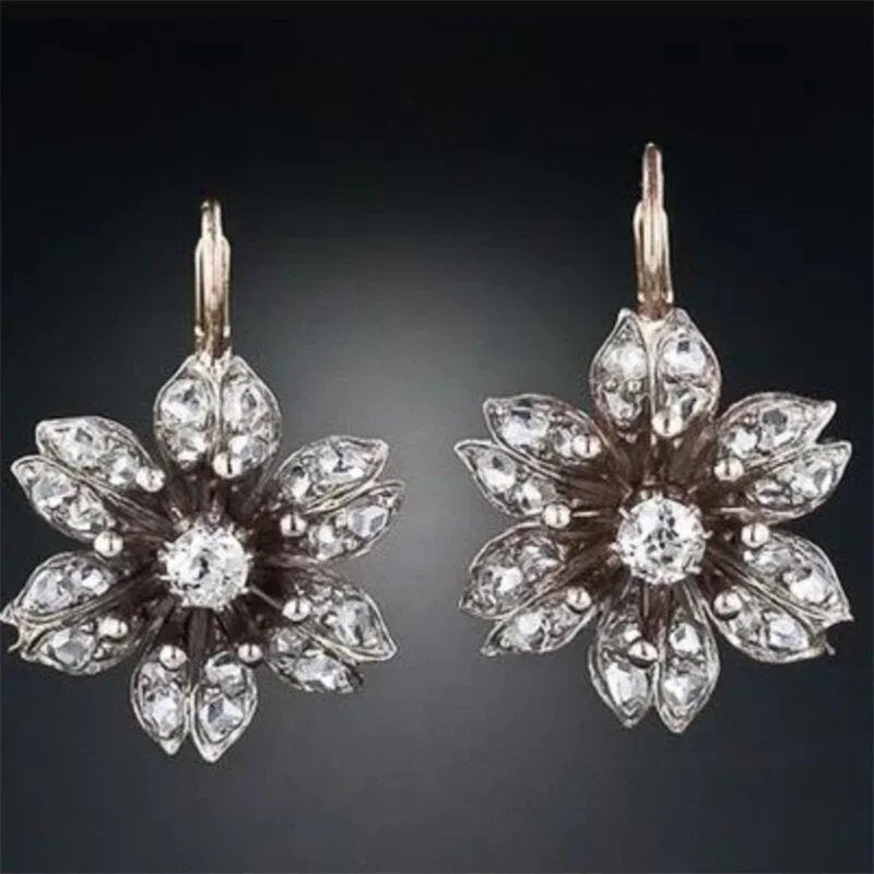 Vintage Crystal Flower Earrings