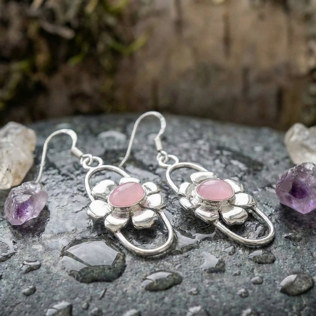 Vintage Flower Pink Earrings