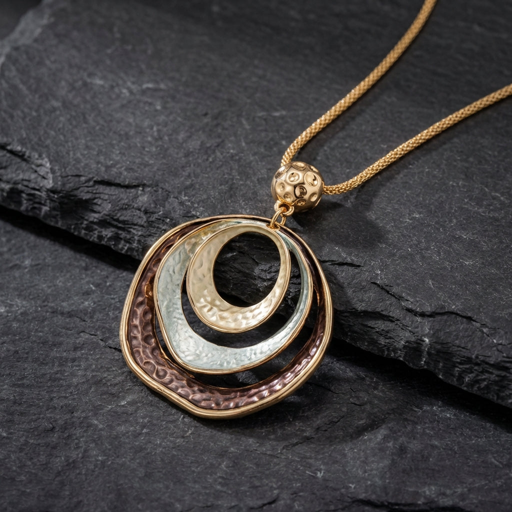 Vintage Gold & Bronze Layered Circle Necklace