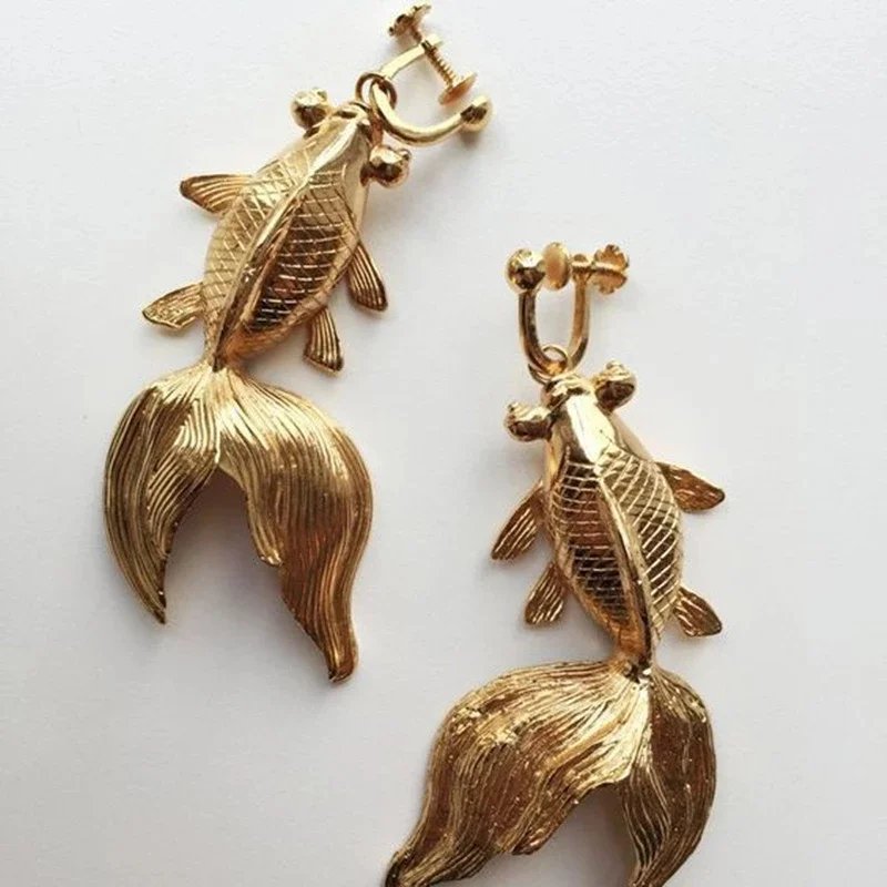 Vintage Gold Fish Earrings