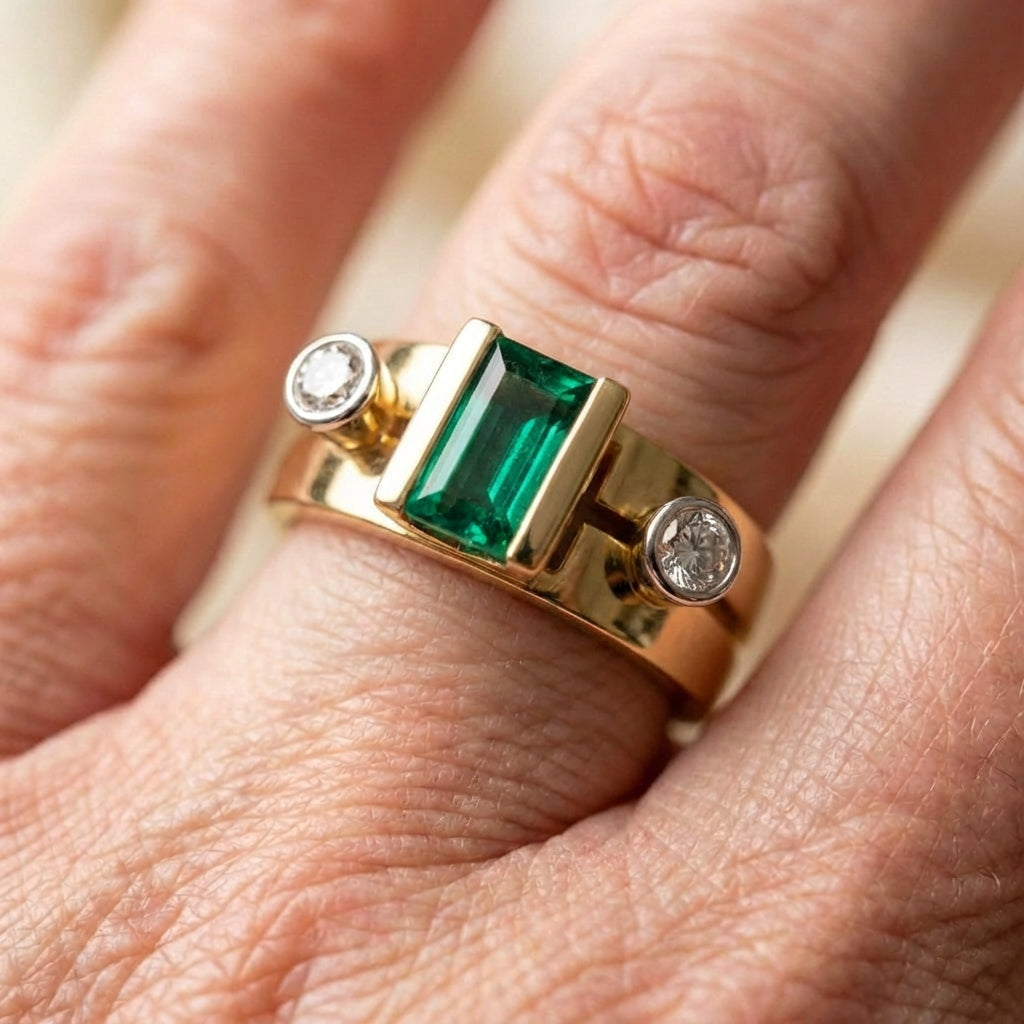 Gold Square Emerald Ring