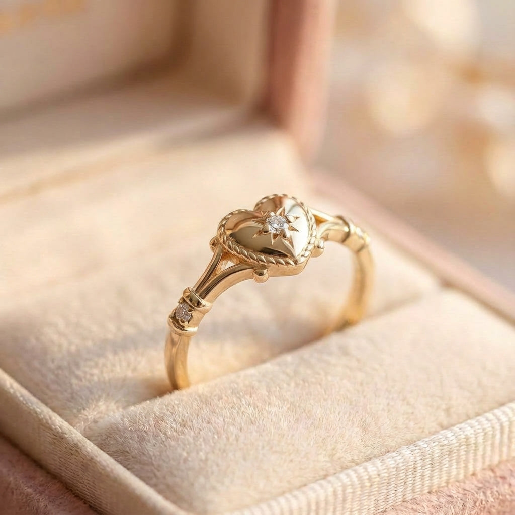 Vintage Heart Diamond Ring