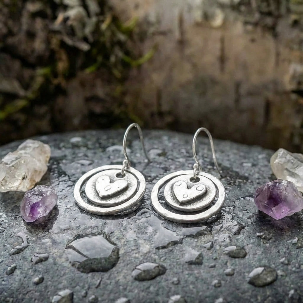 Vintage Heart Pendant Earrings