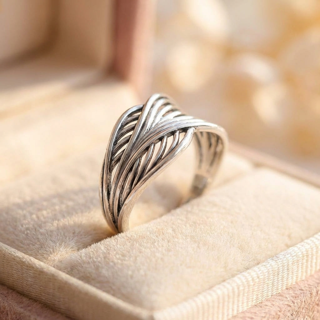 Vintage Leaf Silver Ring