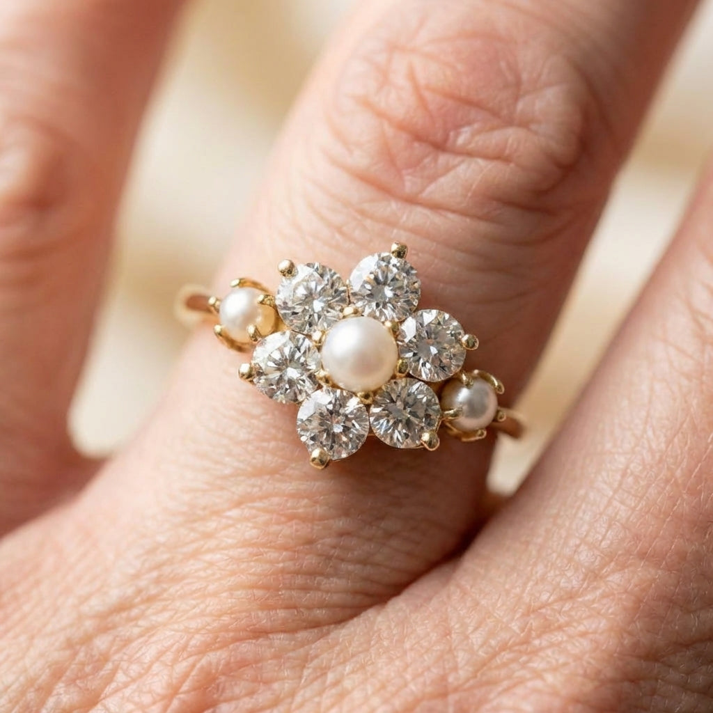 Pearl Diamond Ring