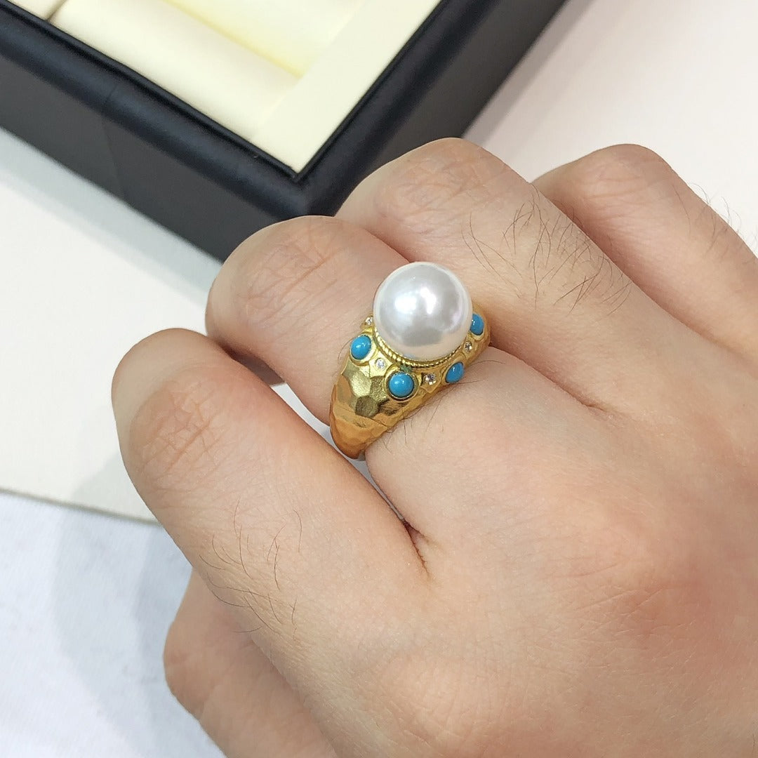 Vintage Pearl Turquoise Ring