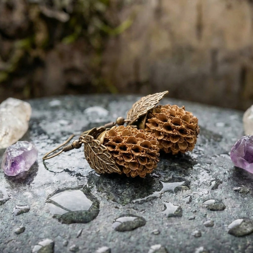 Vintage Pinecone Drop Earrings