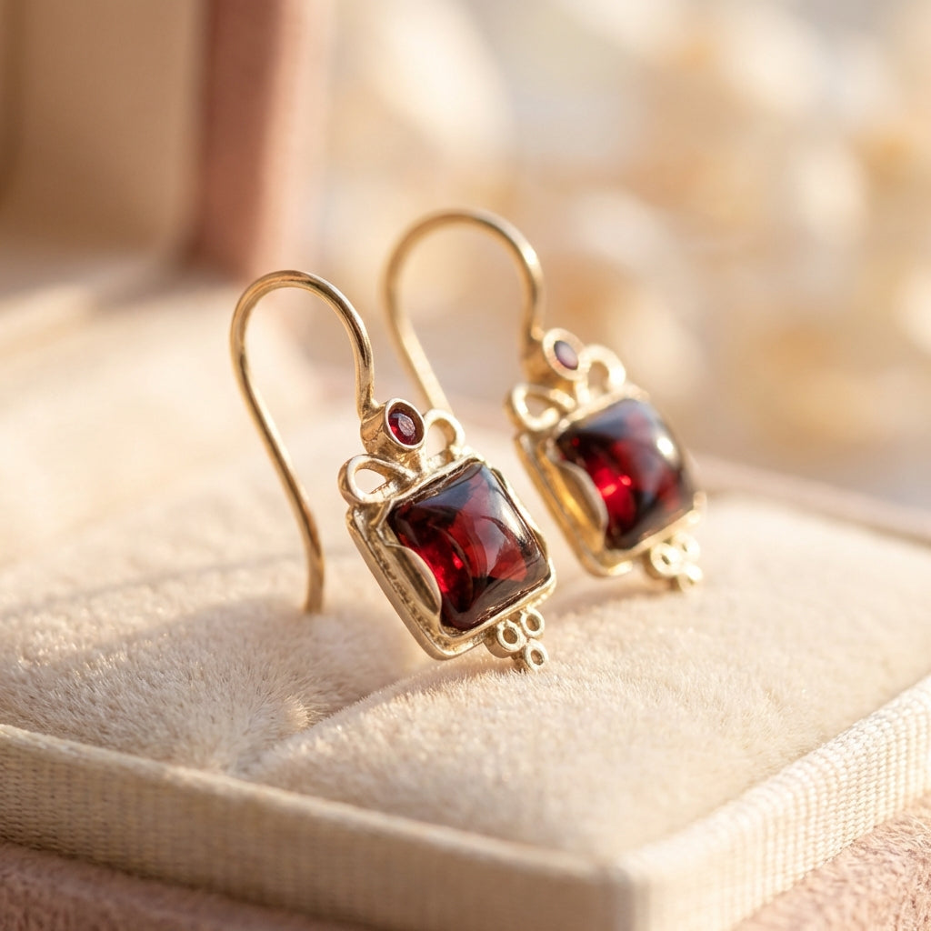 Vintage Red Crystal Earrings