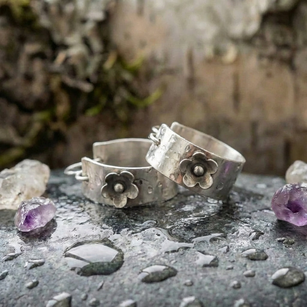 Vintage Silver Flower Earrings