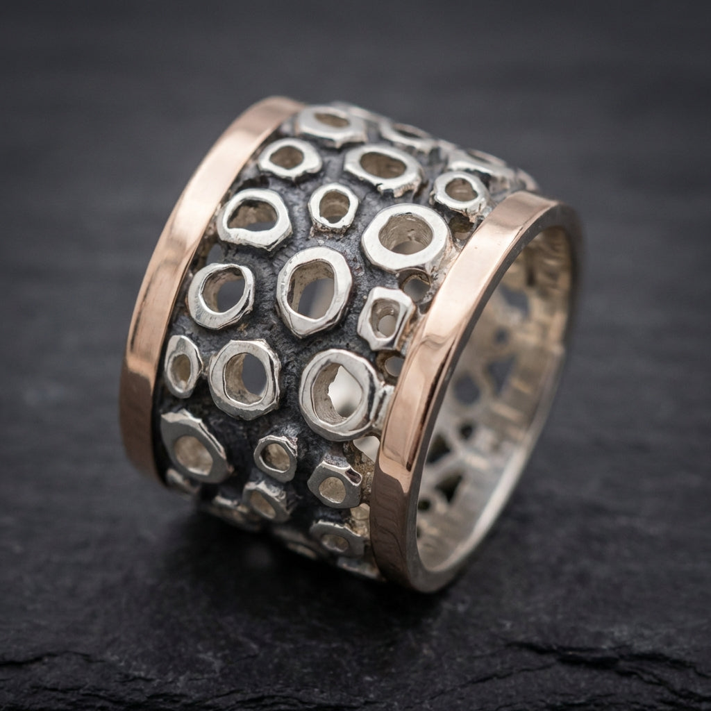 Vintage Silver Hollow Thick Ring