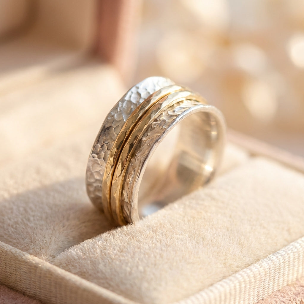 Vintage Spinner Thin Gold & Silver Ring