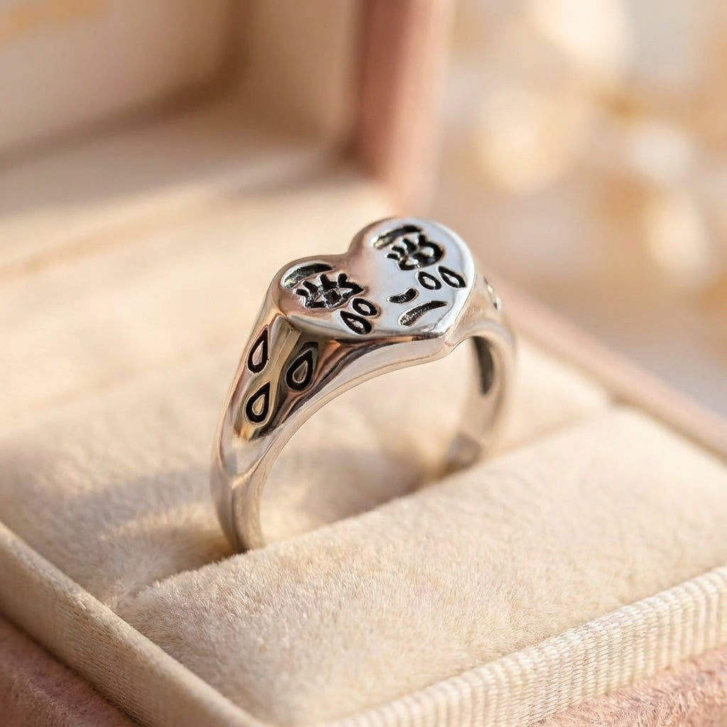 Vintage Sterling Silver Face Ring