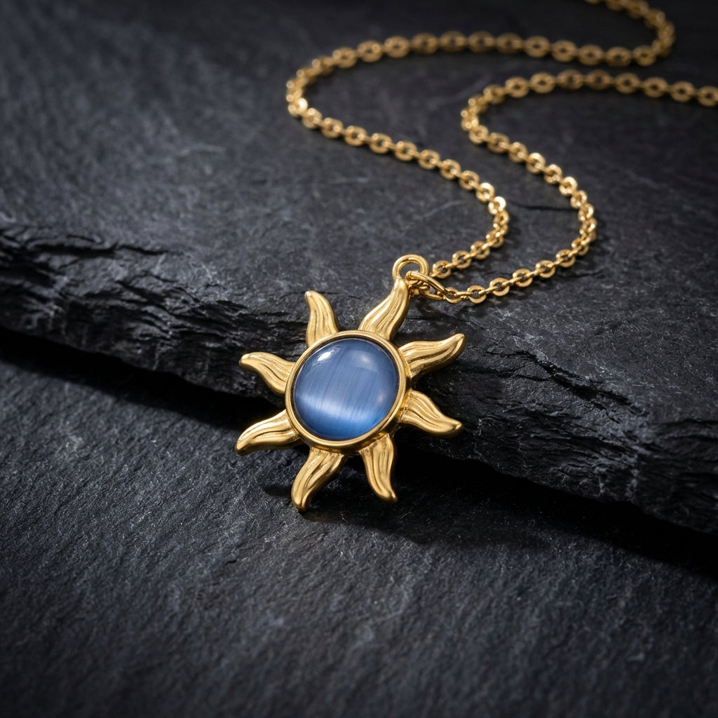 Vintage Sun Opal Pendant Necklace