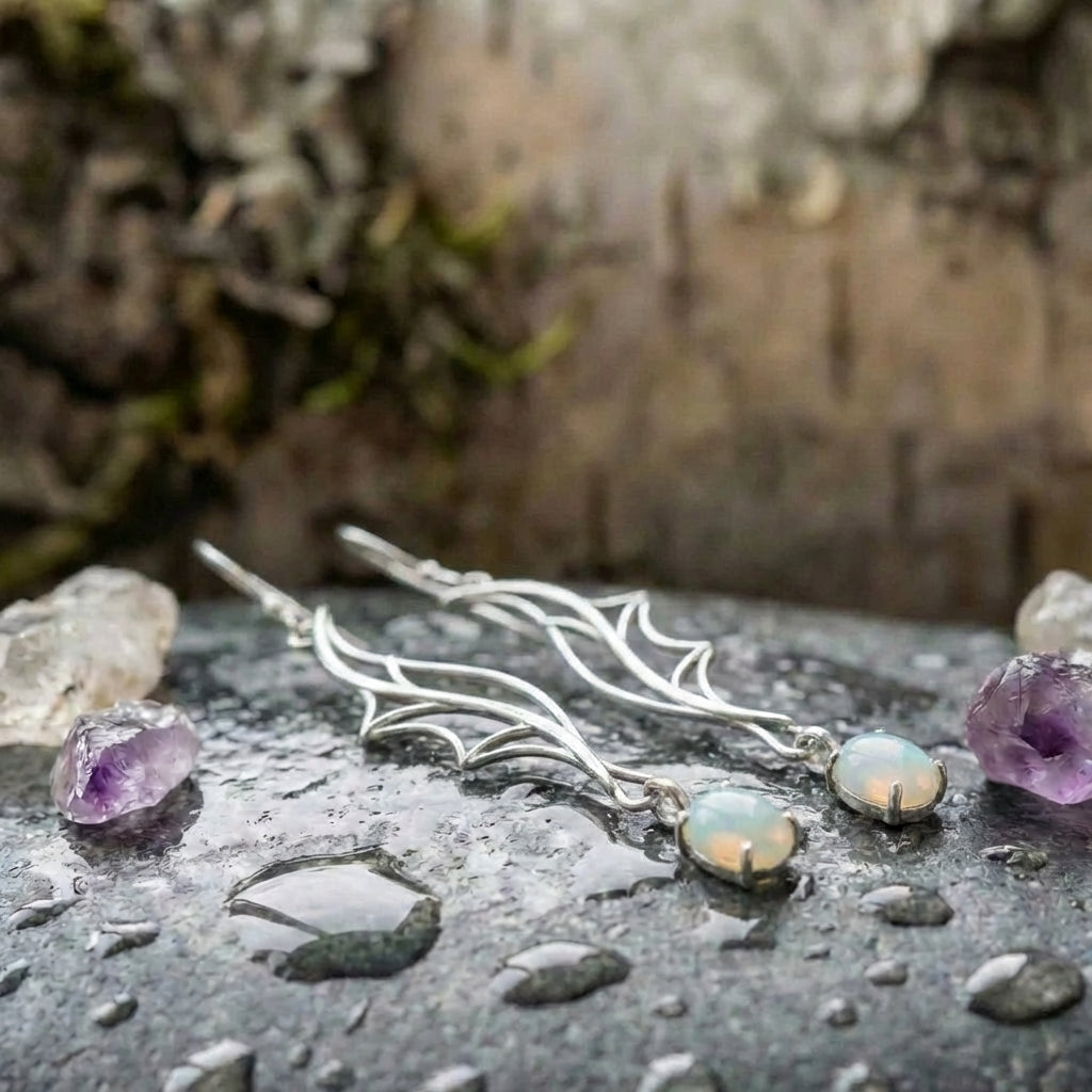 Vintage Wing Opal Earrings