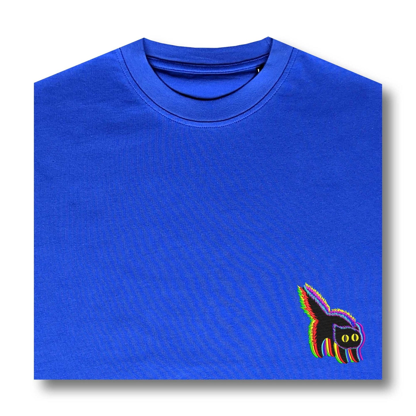 Women's Colorful Glitch Cat Art Short Sleeve T-shirt elevenforest