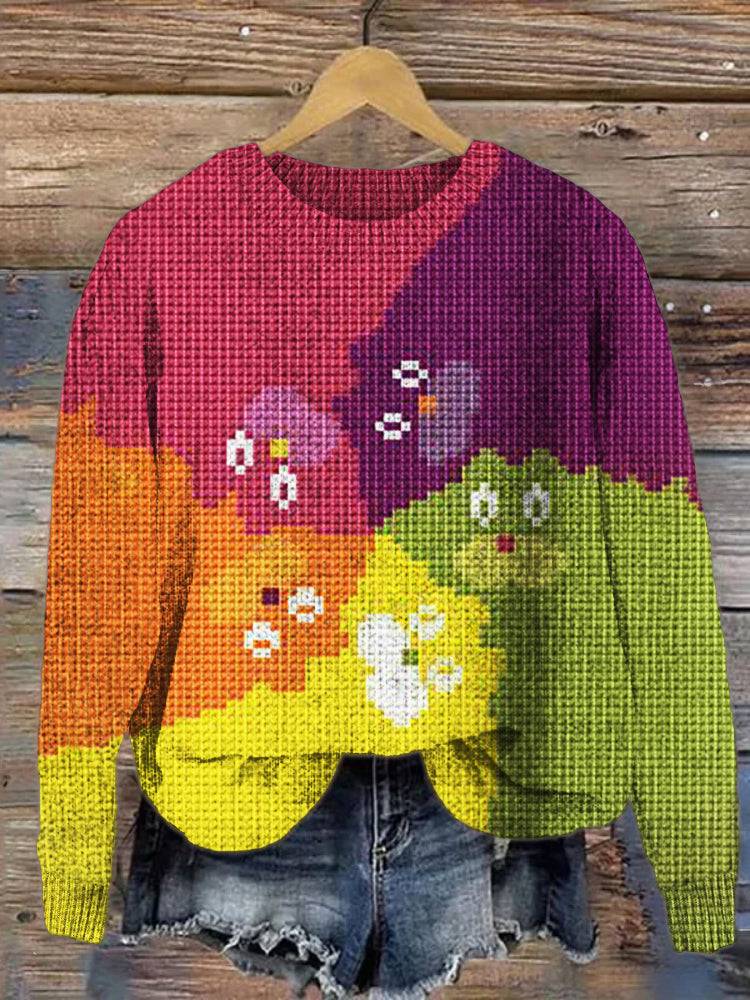 Spinning Colorful Cats Women's Cozy Sweater elevenforest