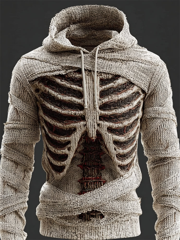 Men's Halloween Skeleton Rib Cage Bandages Hooded Sweater artswardrobe
