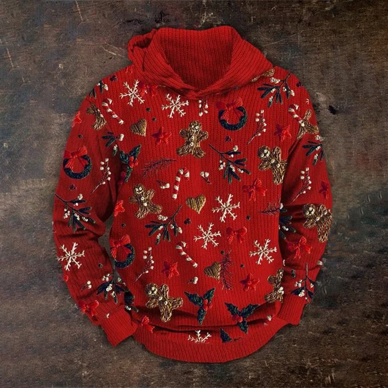 Men's Autumn And Winter Christmas Holiday Party Knitted Hoodie artswardrobe