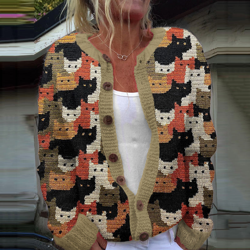 Color Cat Embroidered Cozy Knit Cardigan elevenforest