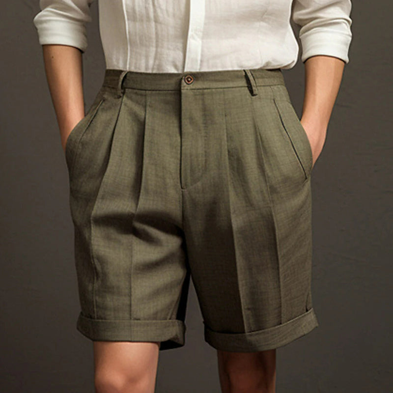 Men's Vintage Casual Pleated Cotton Linen Shorts elevenforest