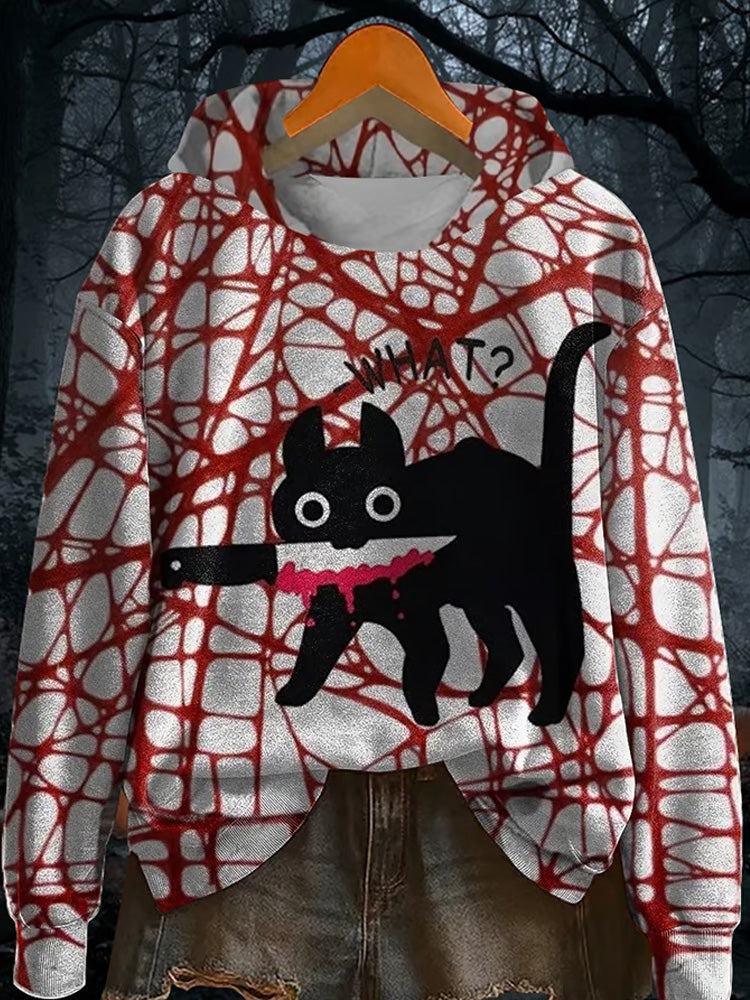 Women's Halloween Bloodstains Print Sweatshirt elevenforest
