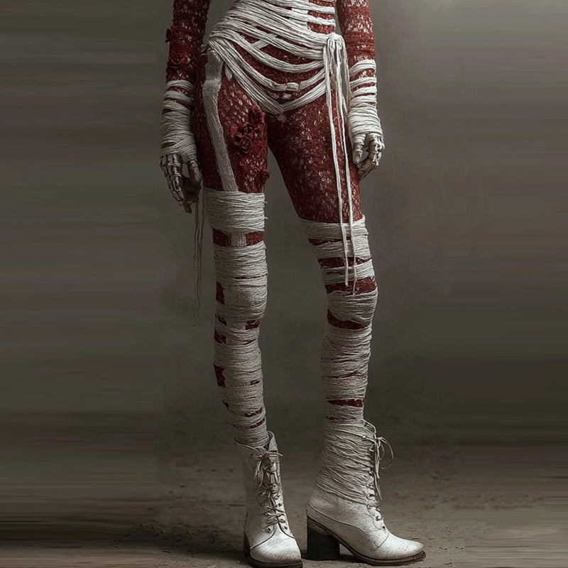 Women's Halloween Lace Skull Casual Leggings artswardrobe